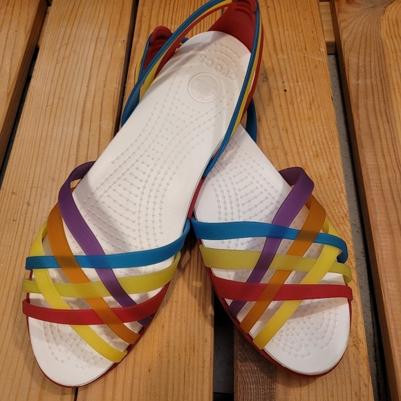 Crocs Huarache Rainbow Strappy Sandal Womens 10W - Picture 3 of 7